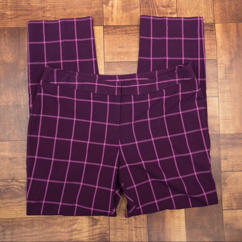 Worthington Ankle Pants Purple & Pink Plaid Size 6